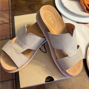 Clarks Women's Arwell Walk Stome Nubuck Slide Sandals